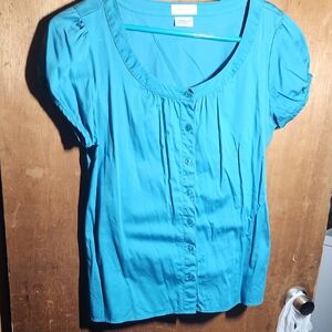Van Heusen Teal Button-Up Blouse